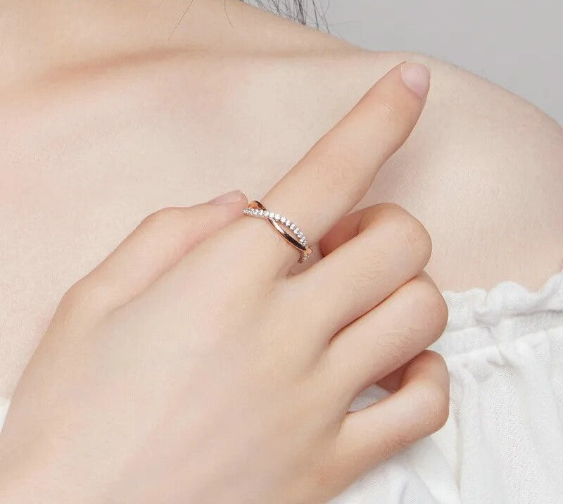 925 Sterling Silver Twist Eternity Ring - TEA LU SHOP