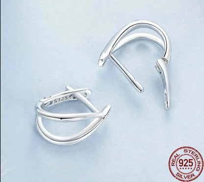 925 Sterling Silver Simple Line Hoop Earrings