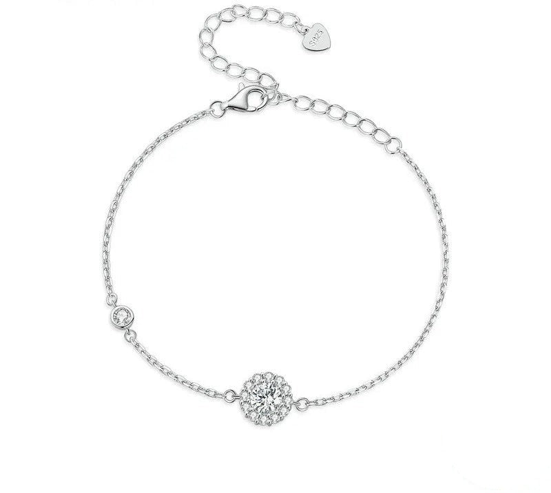 925 Sterling Silver Moissanite Bracelet - TEA LU SHOP