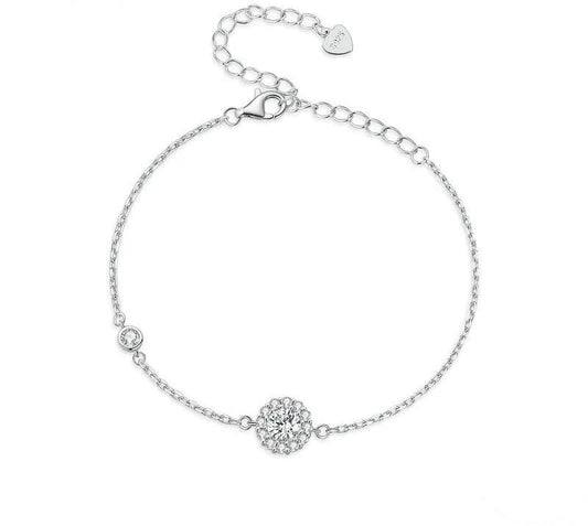 925 Sterling Silver Moissanite Bracelet - TEA LU SHOP