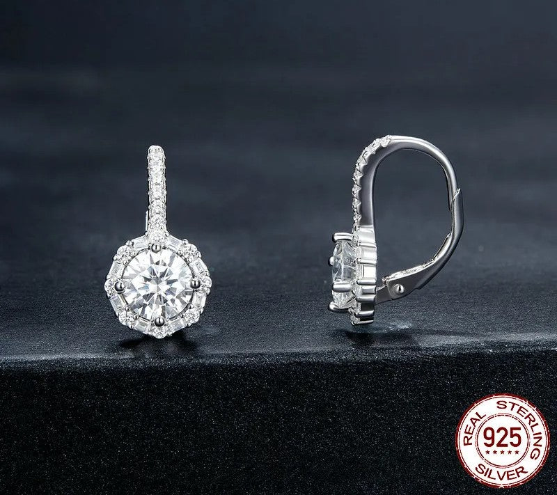 925 Sterling Silver Moissanite Hoop Earrings - TEA LU SHOP