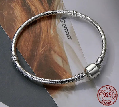 925 Sterling Silver Classic Snake Bracelet - TEA LU SHOP