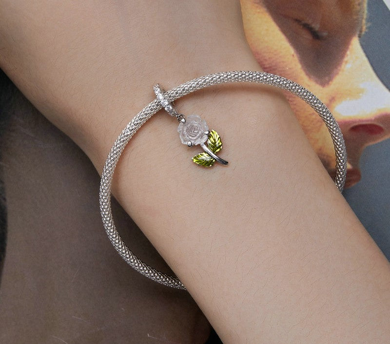 925 Sterling Silver Rose Flower Charms - TEA LU SHOP