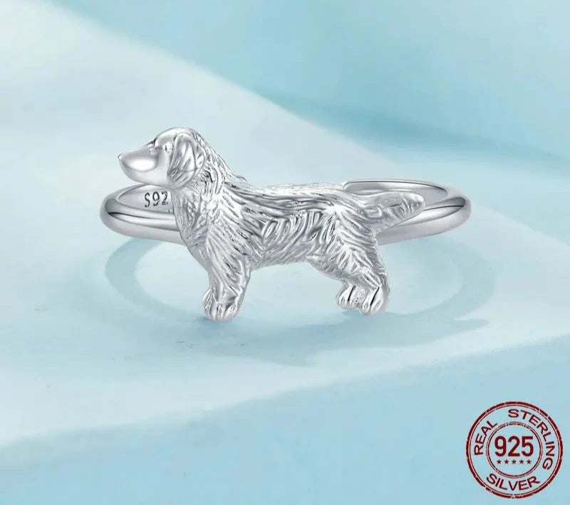 925 Sterling Silver Golden Retriever Ring