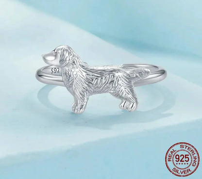 925 Sterling Silver Golden Retriever Ring