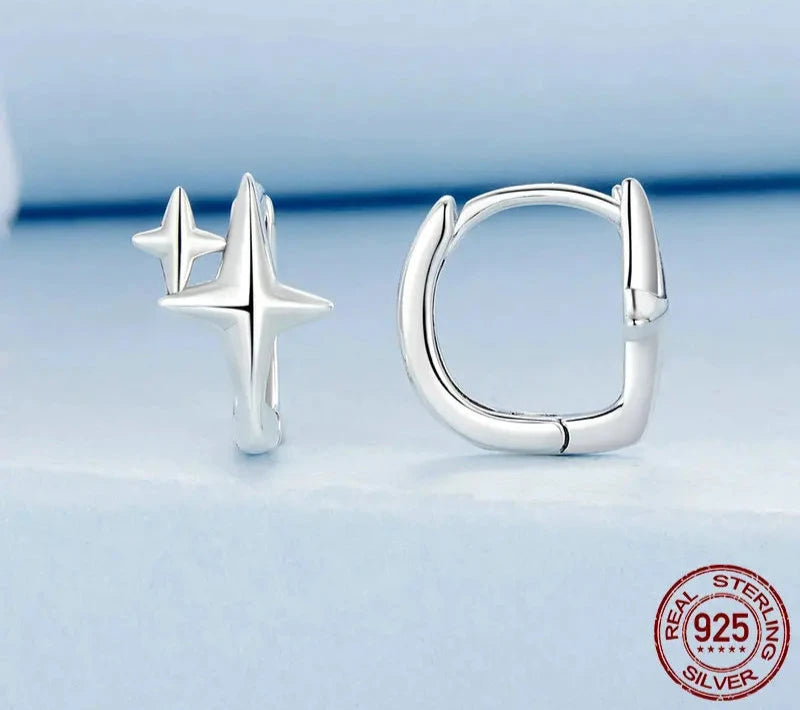 925 Sterling Silver Starlight Hoop Earrings