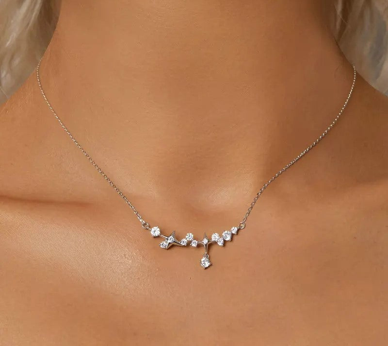 925 Sterling Silver CZ Elegant Starry Pendant Necklace - Shine Bright Store