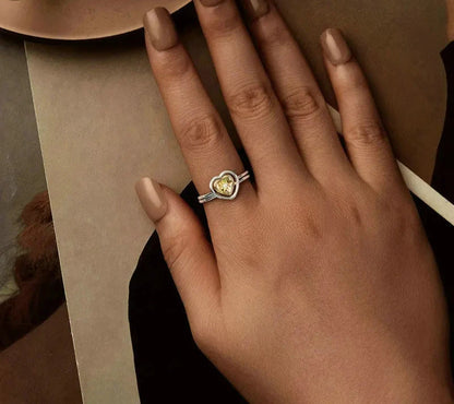 925 Sterling Silver Heart Open Ring