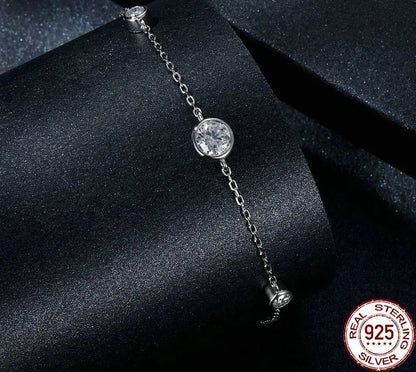 925 Sterling Silver Bezel Starry Moissanite Chain Bracelet
