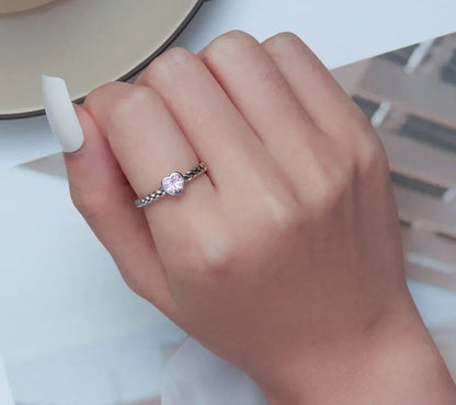 925 Sterling Silver Texture Twisted Heart Ring - TEA LU SHOP