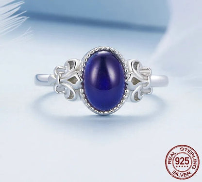 925 Sterling Silver Oval Stone Ring - TEA LU SHOP