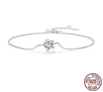 925 Sterling Silver Moissanite Bracelet - TEA LU SHOP
