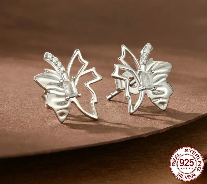 925 Sterling Silver Butterfly Stud Earrings