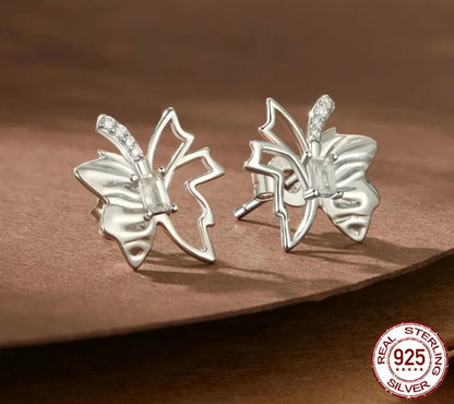 925 Sterling Silver Butterfly Stud Earrings