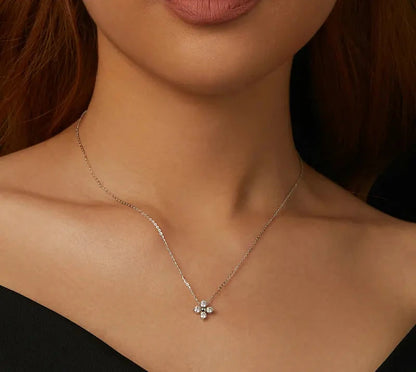 Shiny Moissanite Flower Pendant Necklace