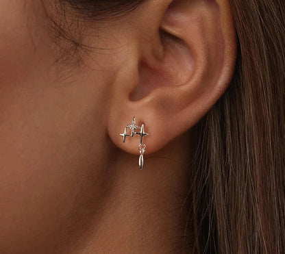 925 Sterling Silver Tiny Star Earrings