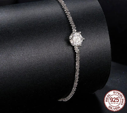 925 Sterling Silver Moissanite Bracelet - TEA LU SHOP