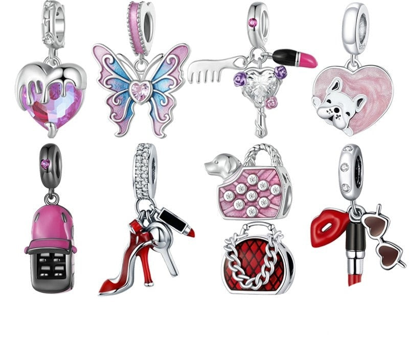 925 Sterling Silver Pink Lady Pendants - TEA LU SHOP