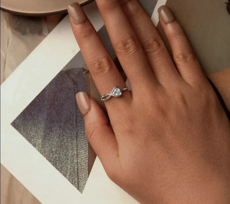 White Gold Plated Infinite Love Heart Ring