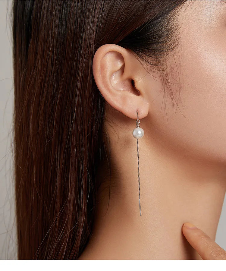 925 Sterling Silver Elegant Long Tassel Drop Earrings - TEA LU SHOP