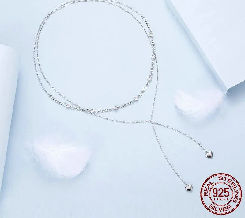 925 Sterling Silver Double Layered love Heart Necklace - Shine Bright Store