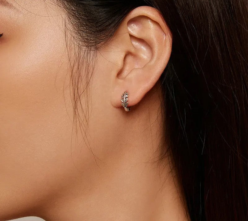 925 Sterling Silver Leaf Ear Buckles - TEA LU SHOP