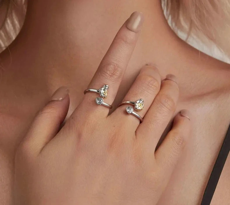 White Gold Plated Mother's Day Adjustable Ring
