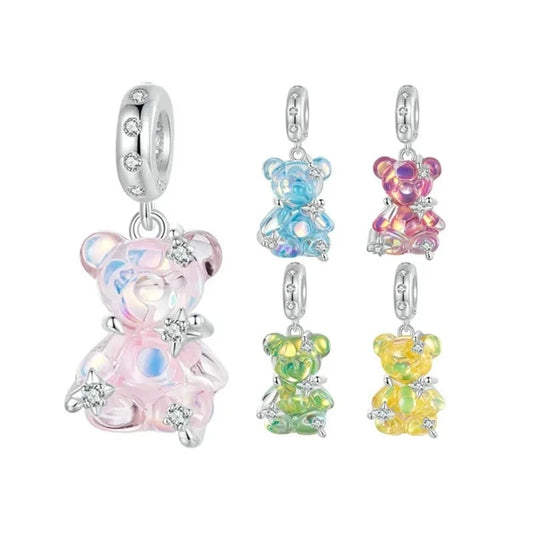 Dreamy Bear Inlaid Stars Charm