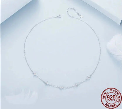 Dainty Stars Necklace with Four-Leaf Clover CZ