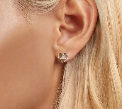 Two-Tone Gold Plated Heart Stud Earrings