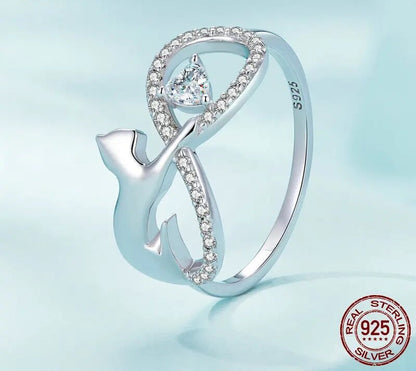 925 Sterling Silver Cute Cat Ring - TEA LU SHOP