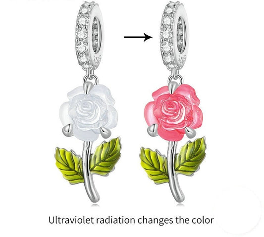 925 Sterling Silver Rose Flower Charms - TEA LU SHOP