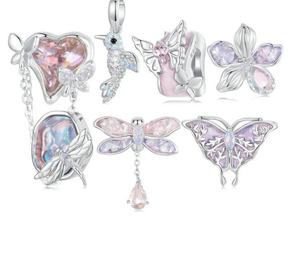 925 Sterling Silver Dragonfly / Butterfly / Flower / Bird Charms - Shine Bright Store