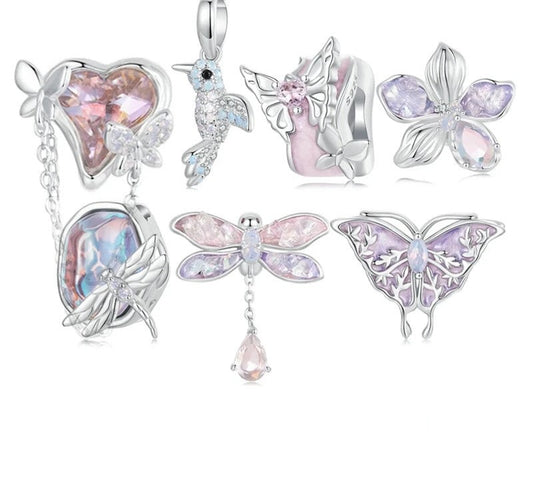 925 Sterling Silver Dragonfly / Butterfly / Flower / Bird Charms - Shine Bright Store