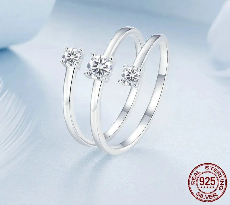 925 Sterling Silver Zircon Multi-layer Open Adjustable Ring - Shine Bright Store