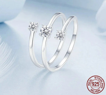 925 Sterling Silver Zircon Multi-layer Open Adjustable Ring - Shine Bright Store