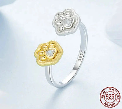 925 Sterling Silver Paw Open Ring