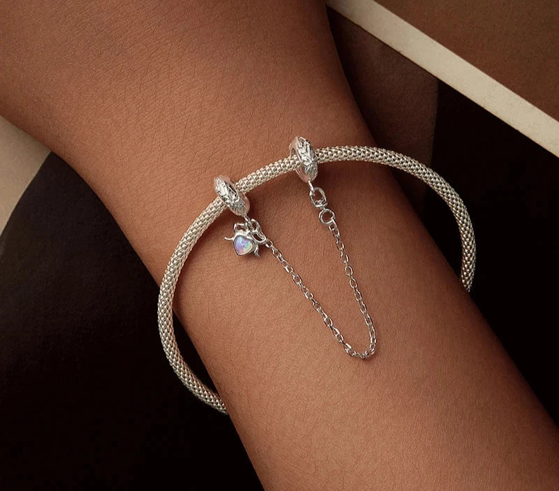 925 Sterling Silver Bow Safety Chain