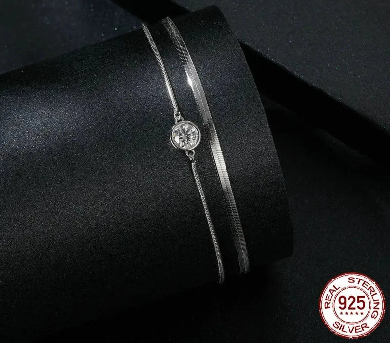 Moissanite Double-Layer Bracelet