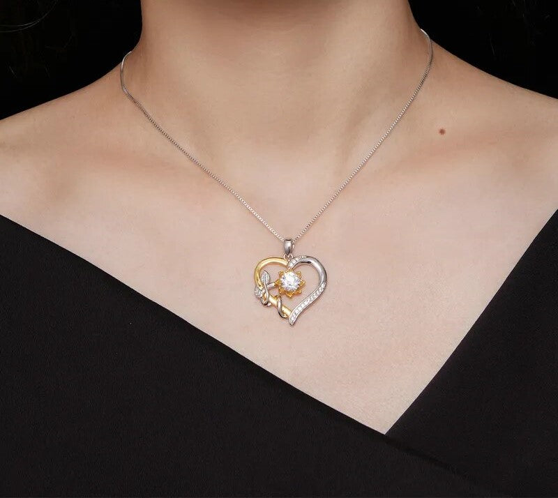 925 Sterling Silver Moissanite Heart Shape Necklace - TEA LU SHOP