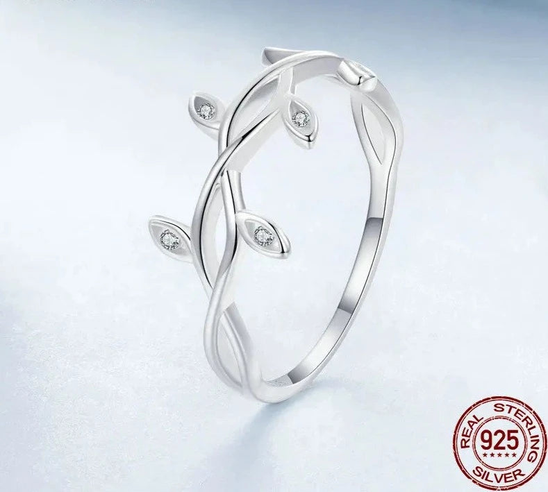 925 Sterling Silver Leaf Finger Ring