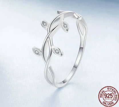 925 Sterling Silver Leaf Finger Ring