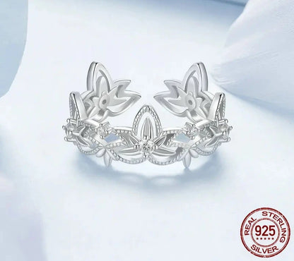 925 Sterling Silver Dazzling CZ Lotus Flower Ring