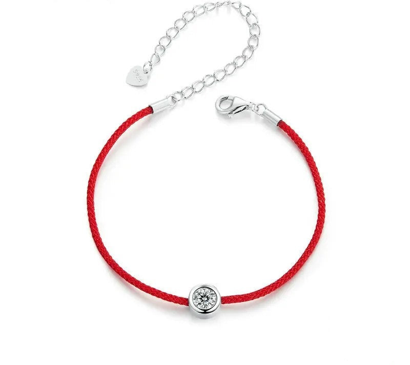 925 Sterling Silver Red String Moissanite Bracelet - Shine Bright Store