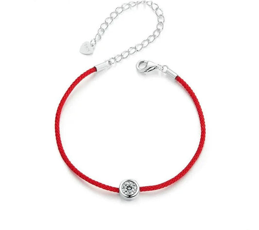 925 Sterling Silver Red String Moissanite Bracelet - Shine Bright Store