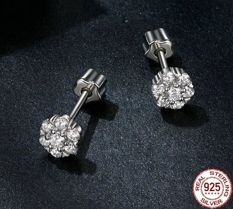 Classic Flower Moissanite Stud Earrings