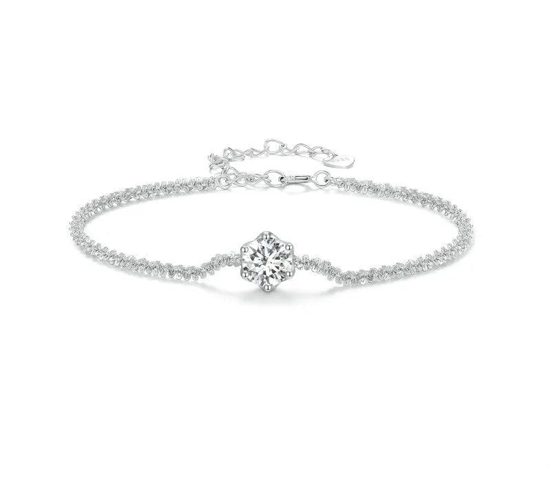 925 Sterling Silver Moissanite Bracelet - TEA LU SHOP