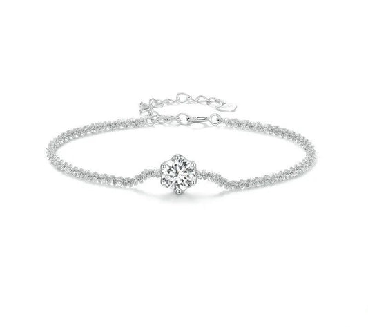925 Sterling Silver Moissanite Bracelet - TEA LU SHOP