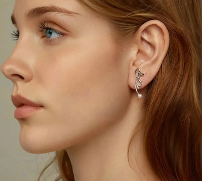 925 Sterling Silver Bow Stud Earrings