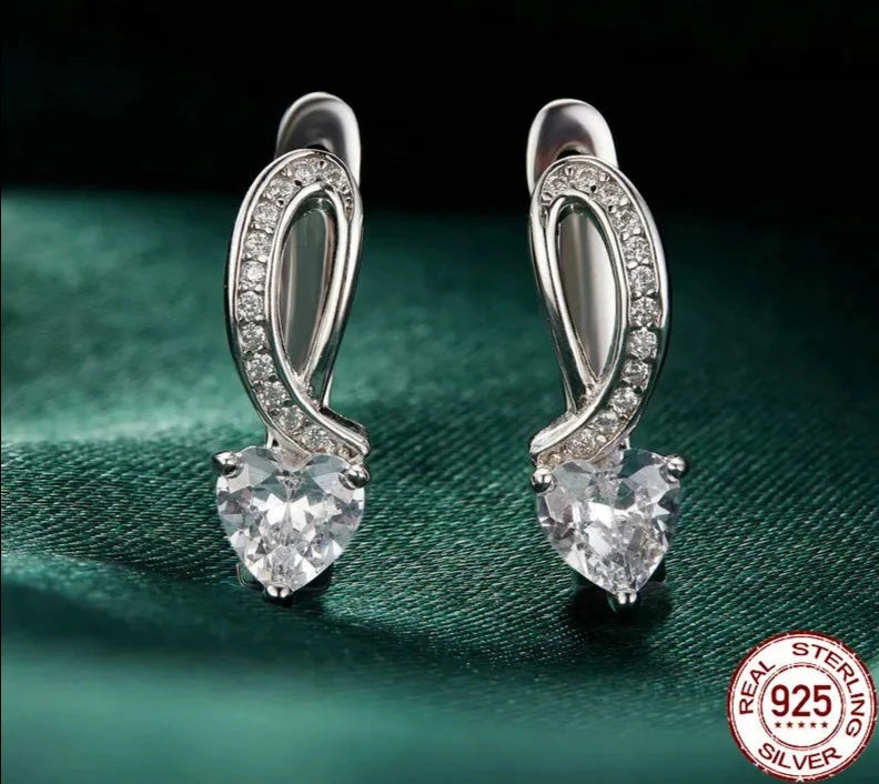 Heart CZ Hoop Earrings